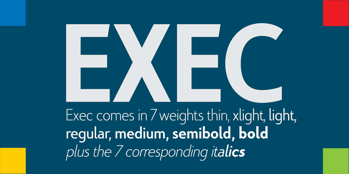 Пример шрифта Exec Extra light Italic